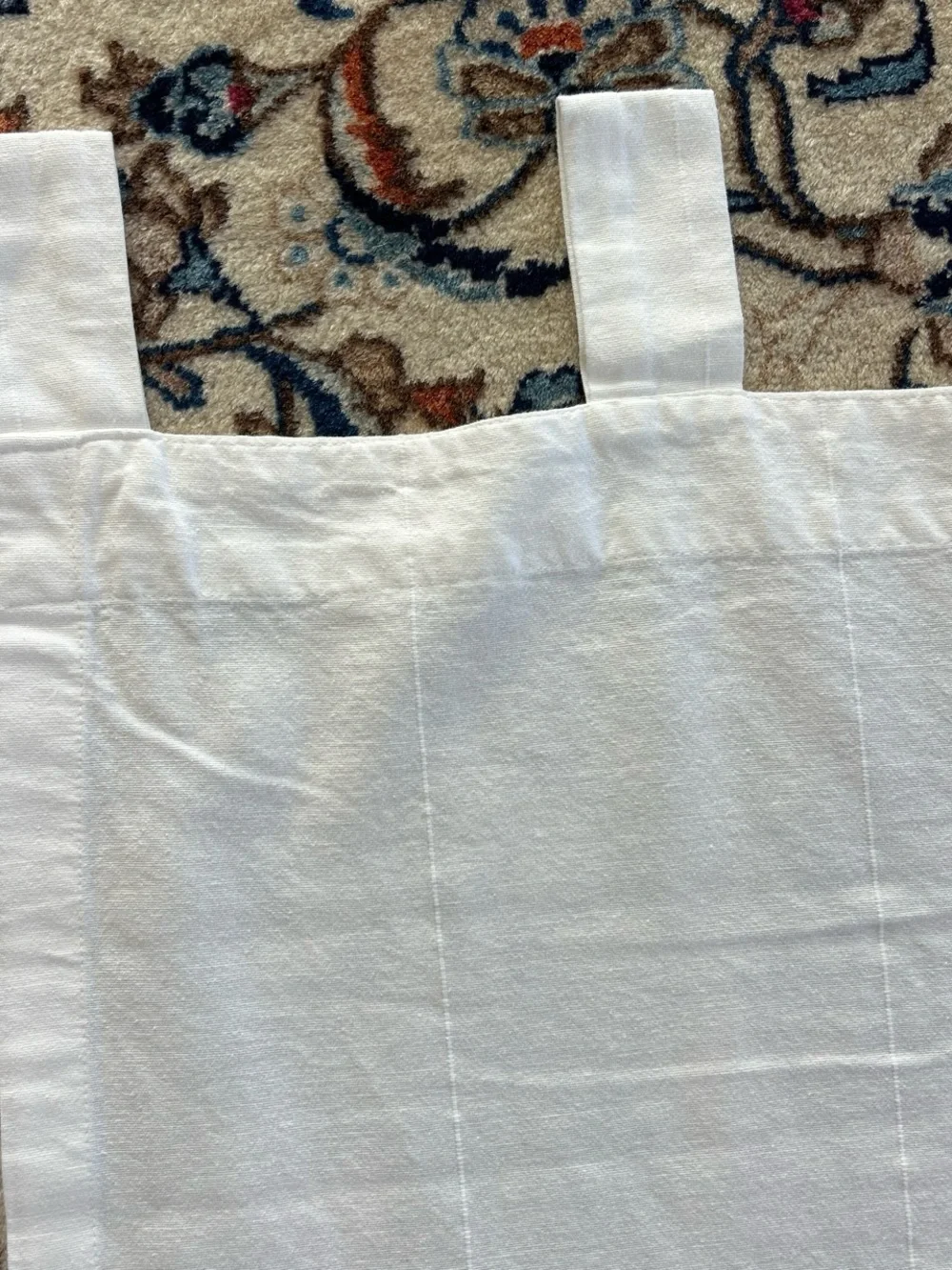 IKEA LENDA Pair of White Tab-Top Curtains in cotton w 8 tabs  56 1/2 x 77 inches